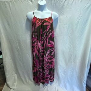 Time and Tru Pink and Green Tropical Maxi Dress XXL